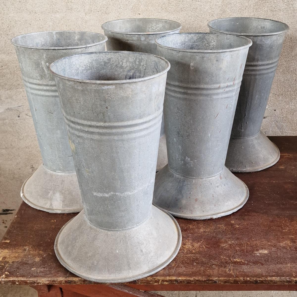 10 zinc florist vases