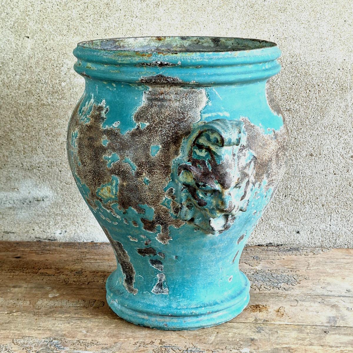 19thC Blue Rouen urn