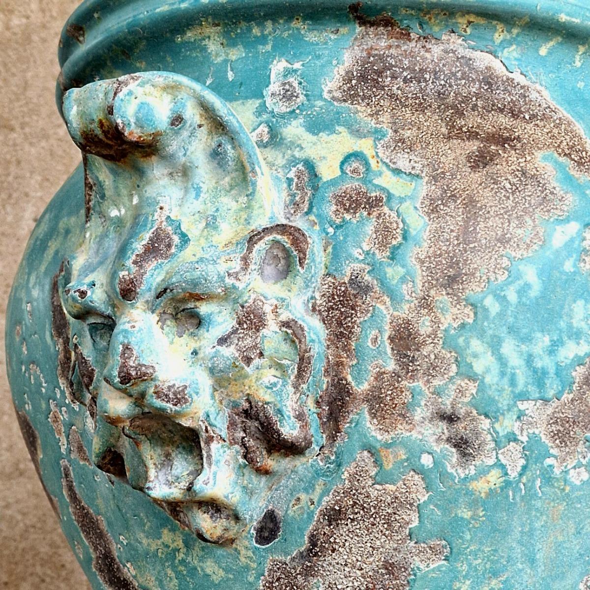 19thC Blue Rouen urn