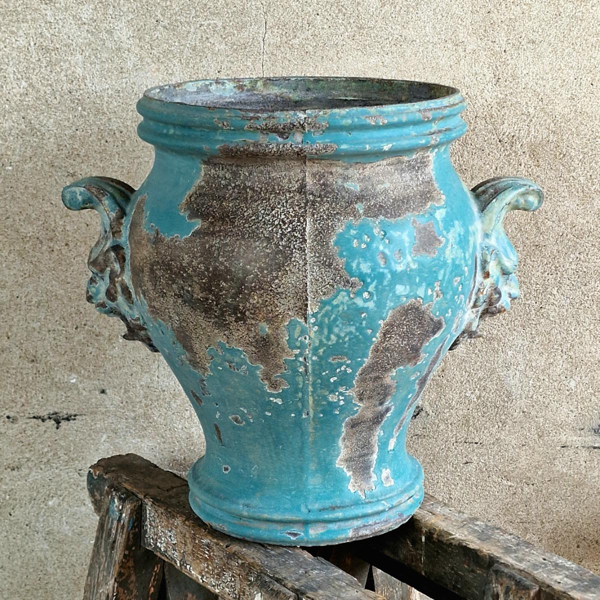 19thC Blue Rouen urn