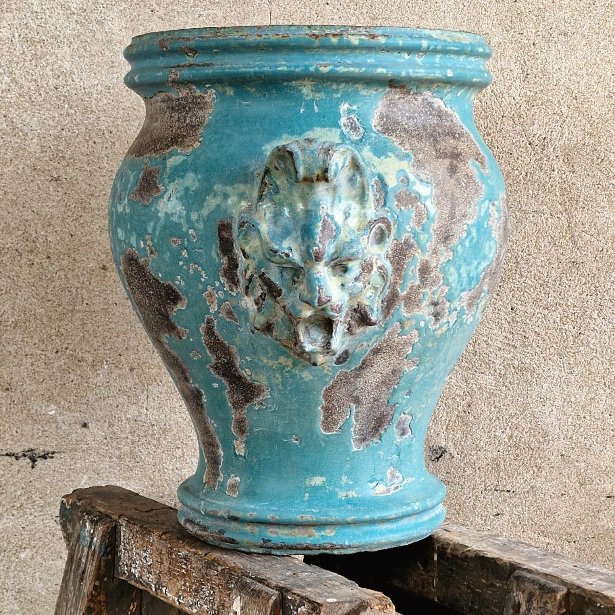 19thC Blue Rouen urn