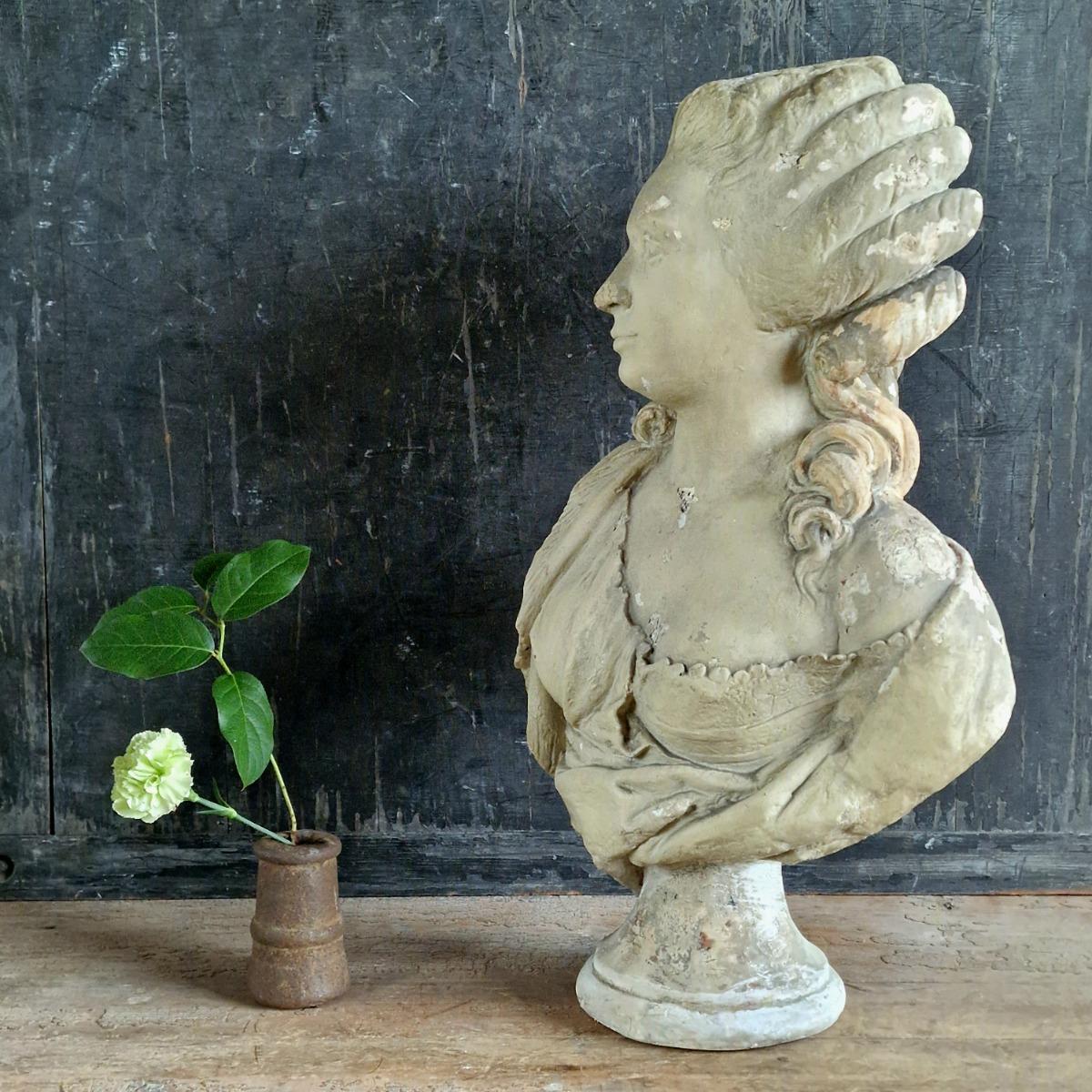 19thC plaster female bust