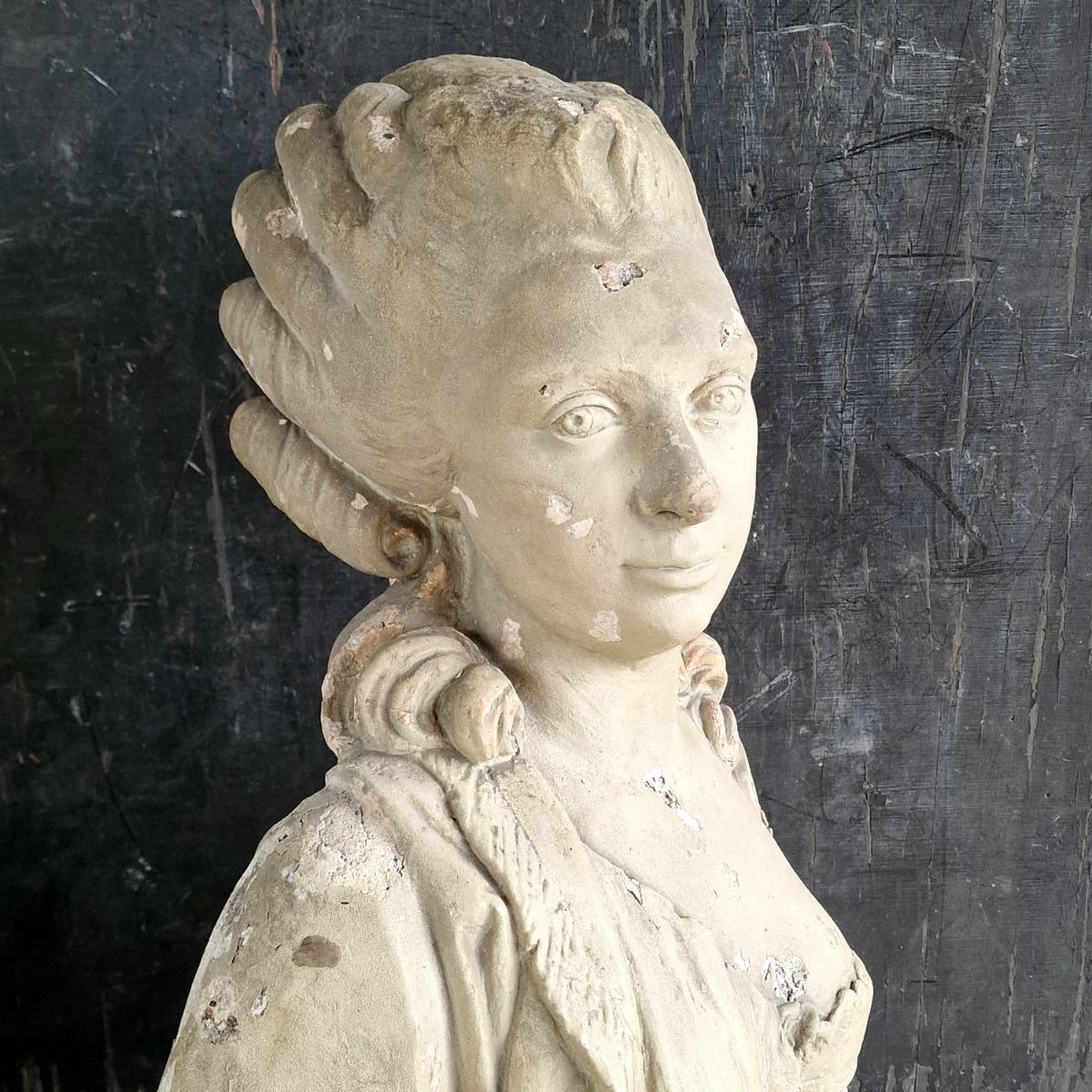 19thC plaster female bust