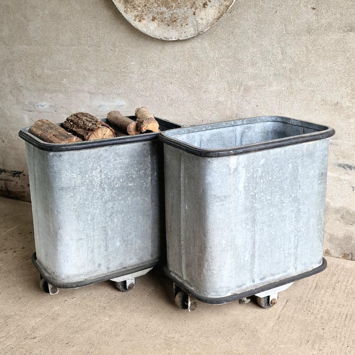 2 galvanized containers