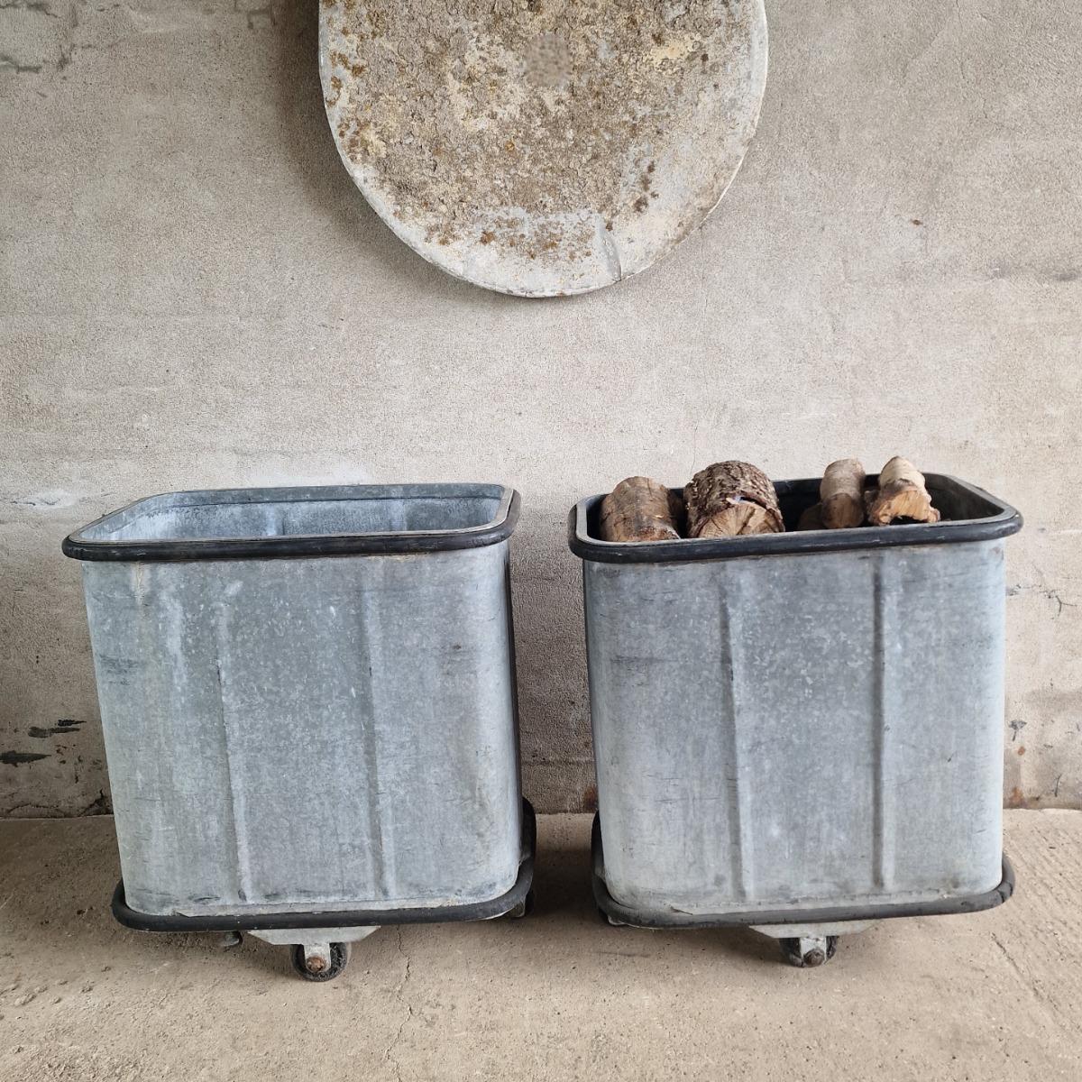 2 galvanized containers