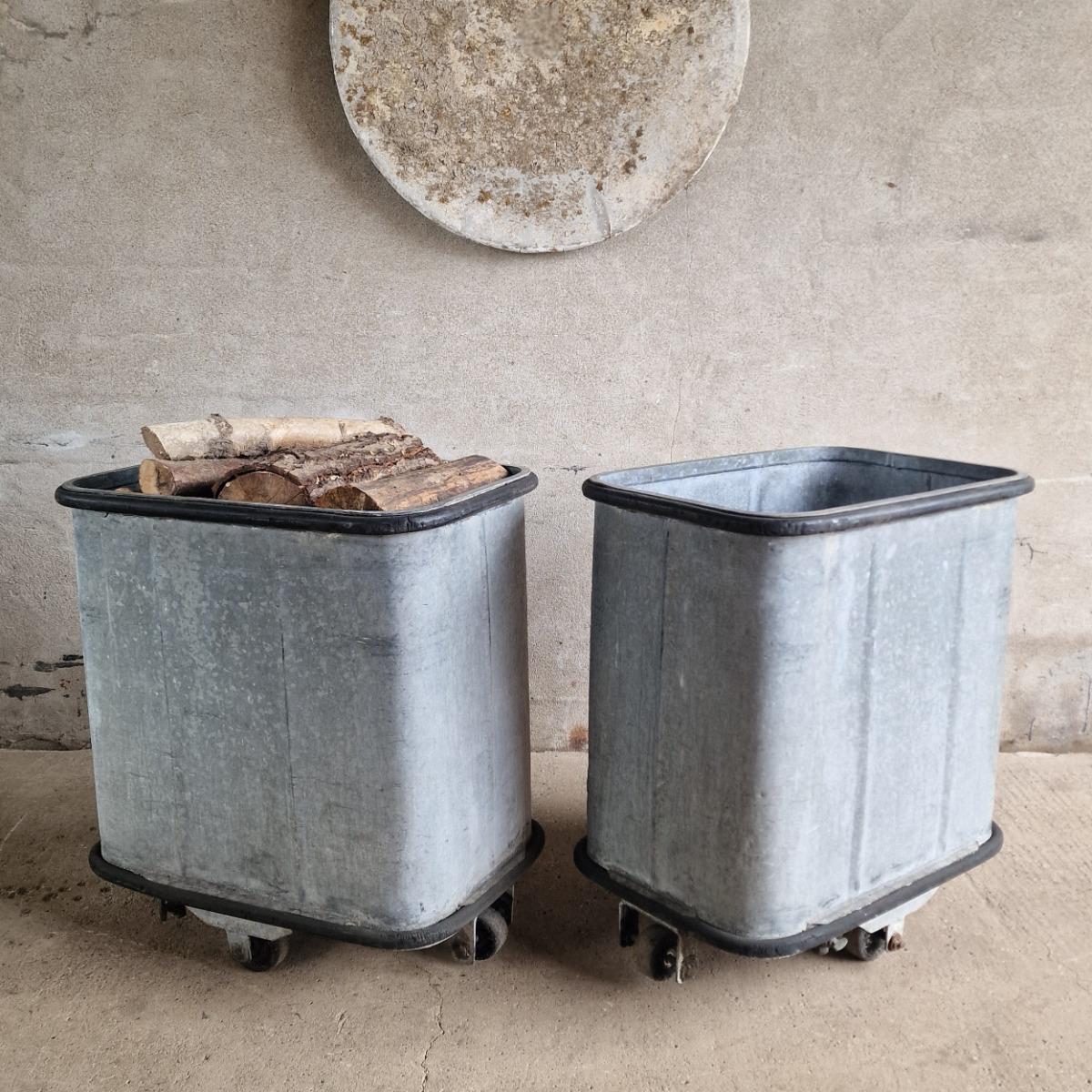 2 galvanized containers