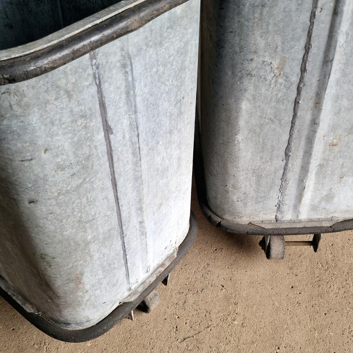 2 galvanized containers
