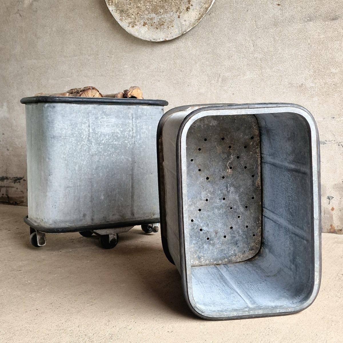 2 galvanized trolleys