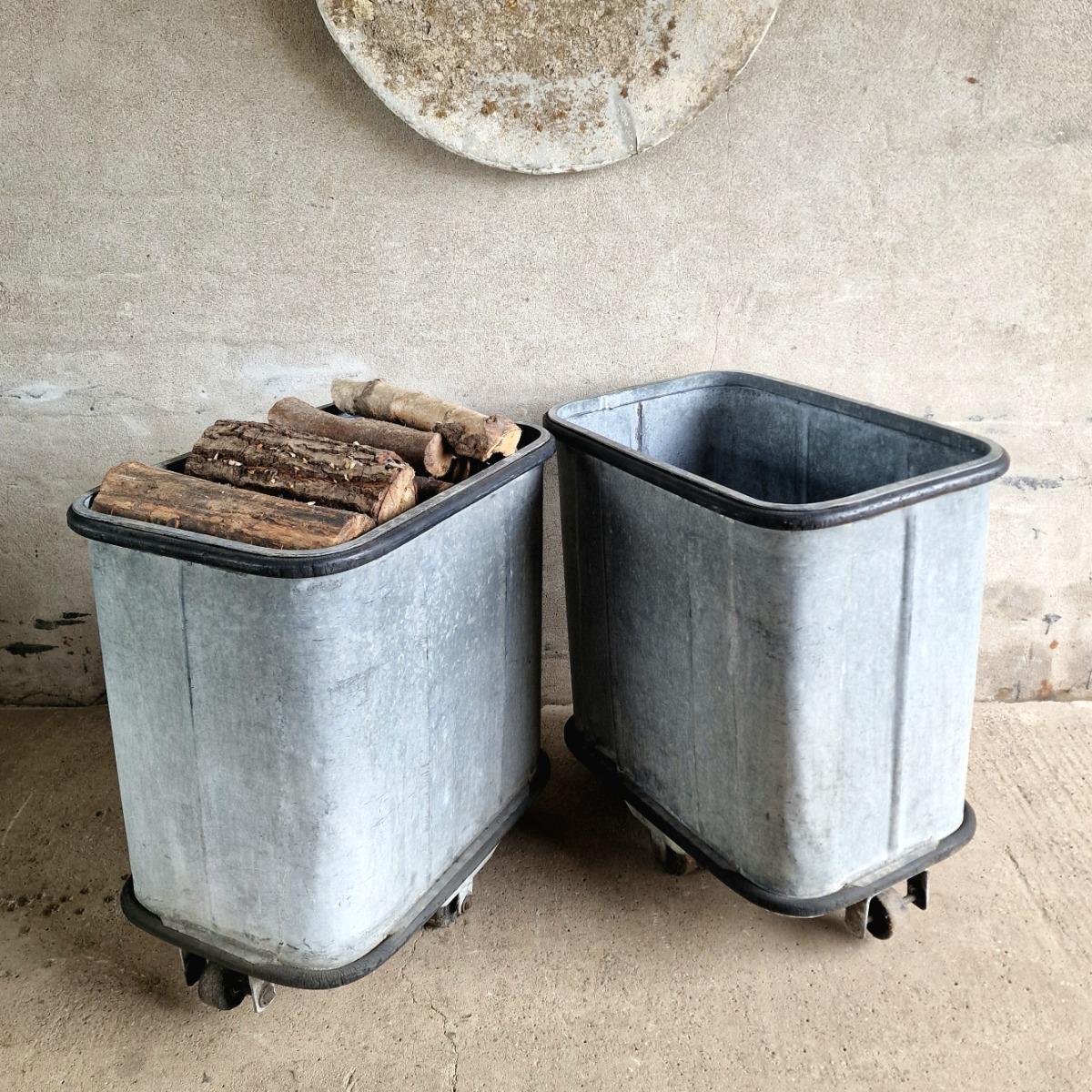 2 galvanized trolleys