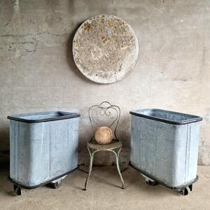 2 galvanized trolleys