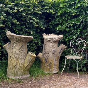 2 huge faux bois planters