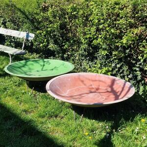 2 large fiberglass dish planters