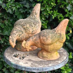 2 terra cotta chickens