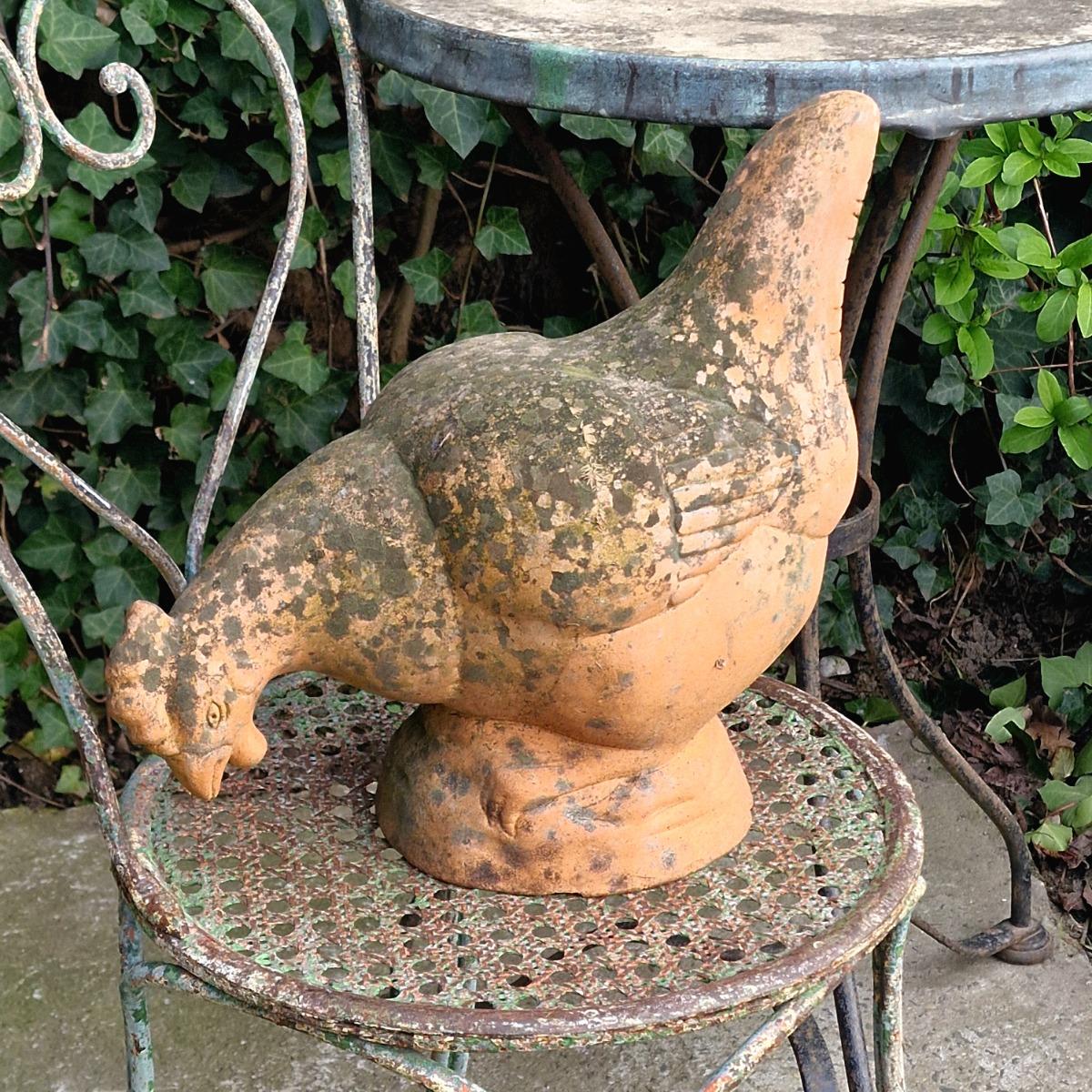 2 terracotta chickens