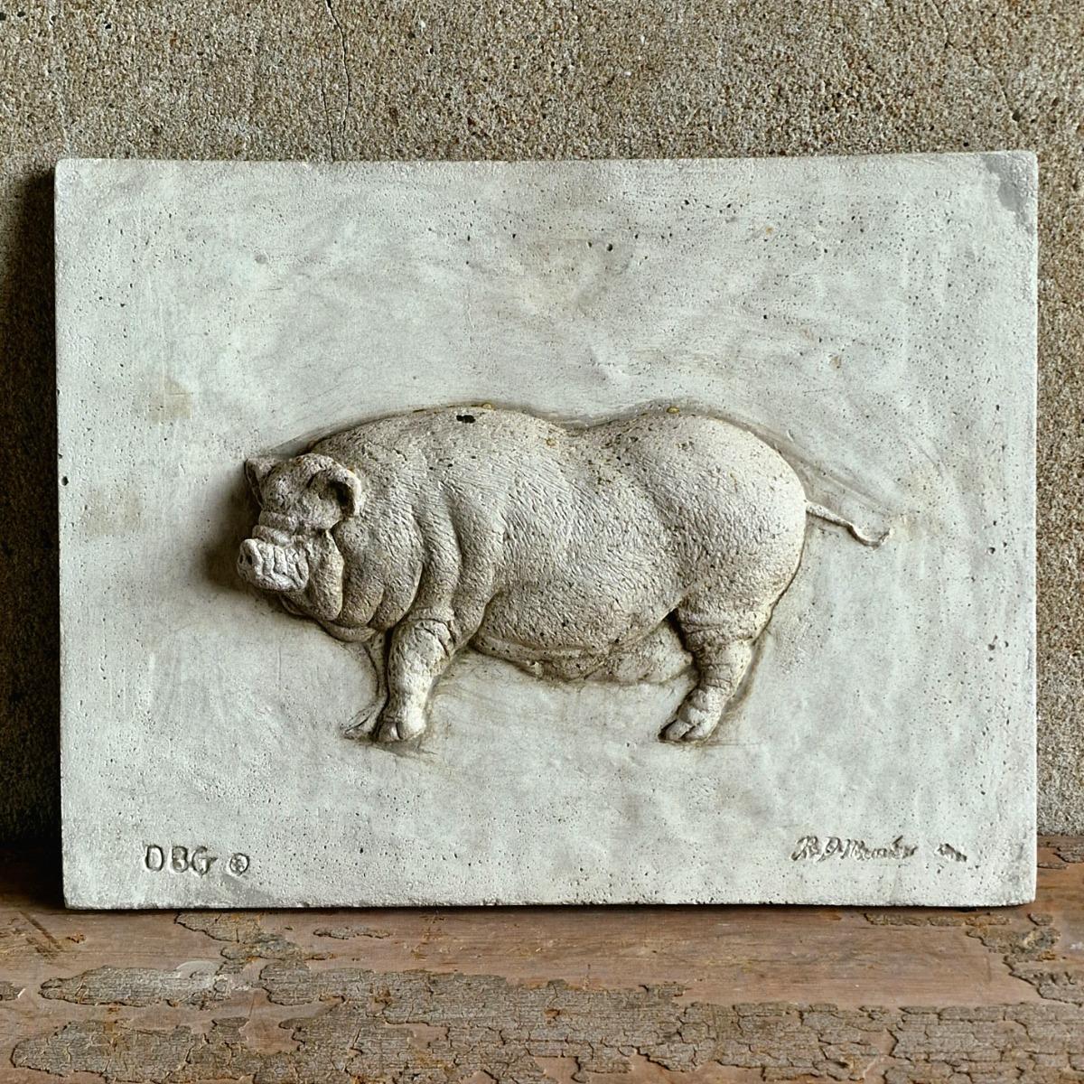 4 cast stone animal tiles