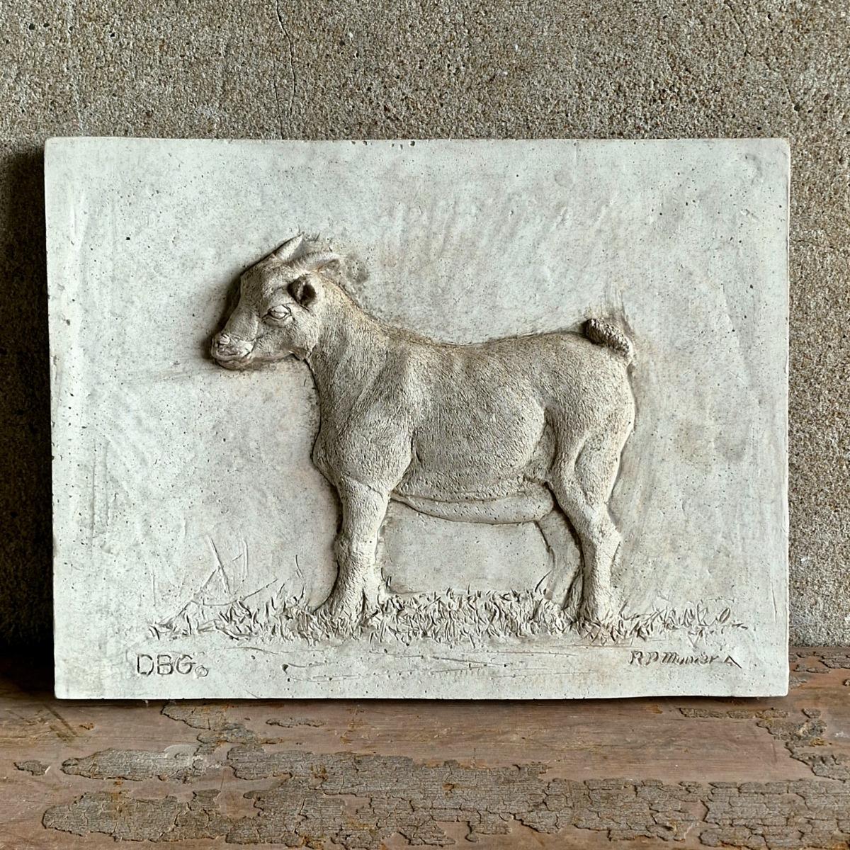 4 cast stone animal tiles