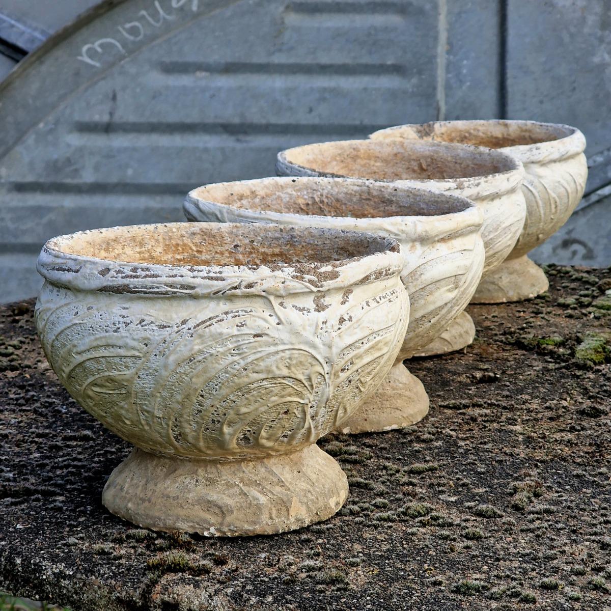 4 cute cast stone planters