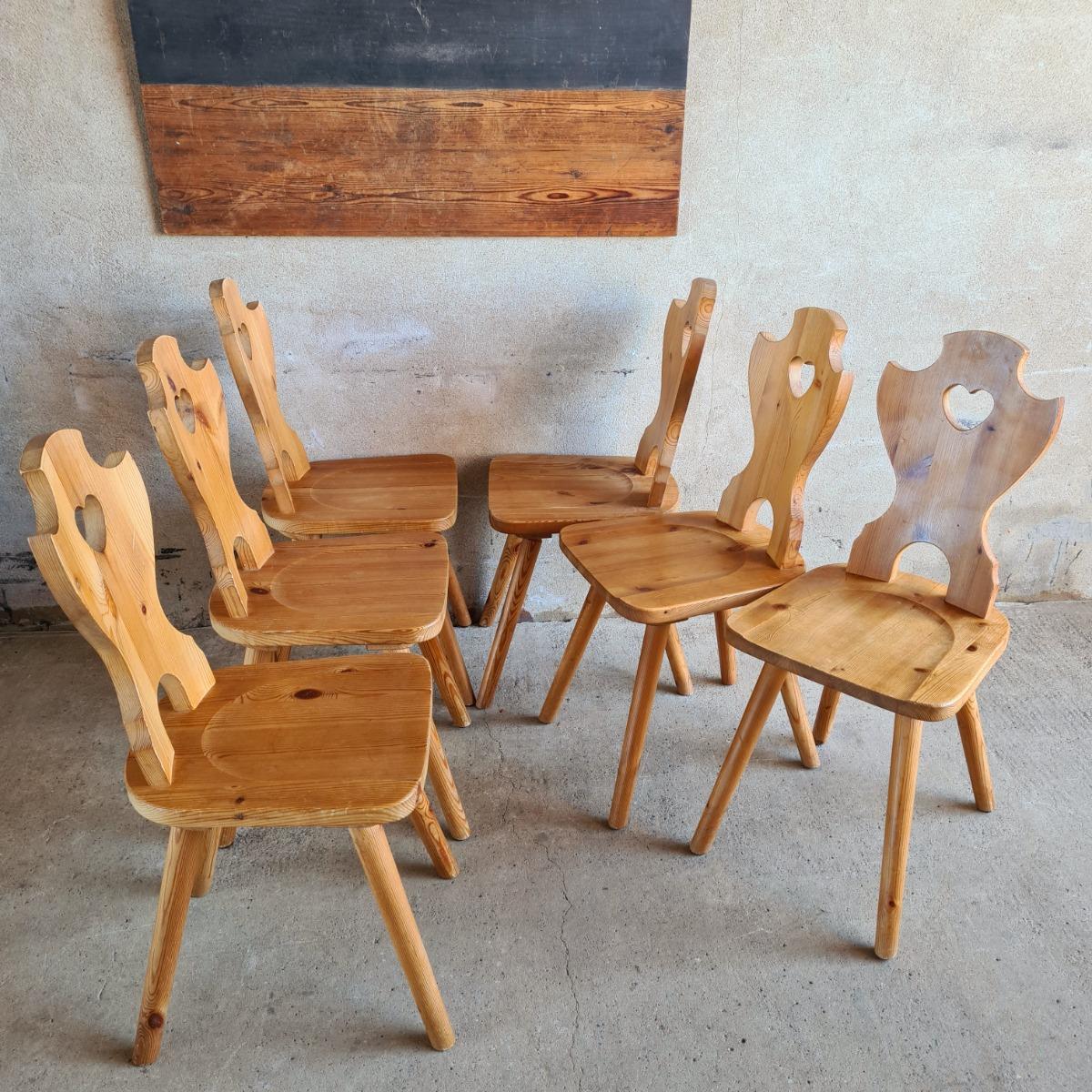 6 heart pine chairs