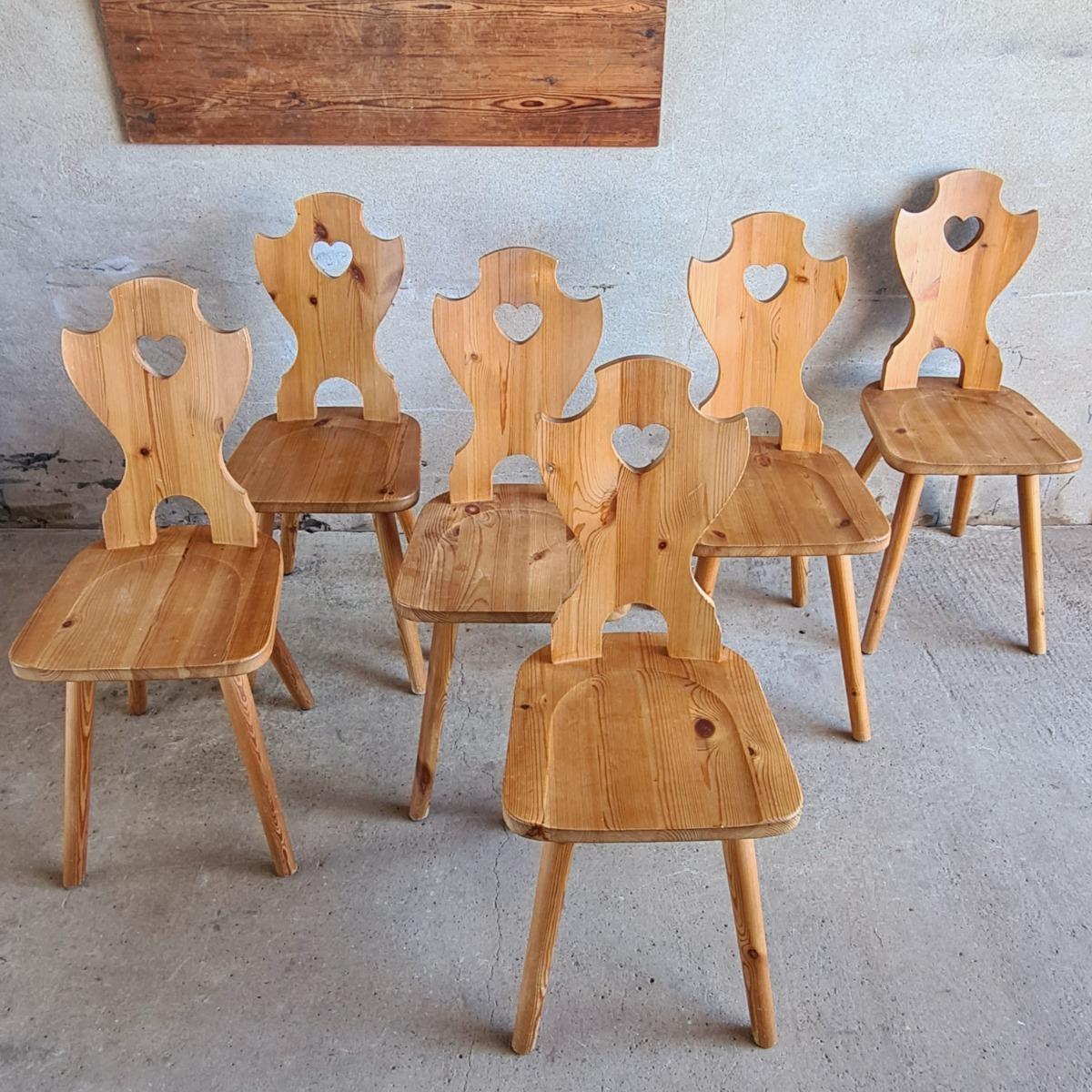 6 heart pine chairs