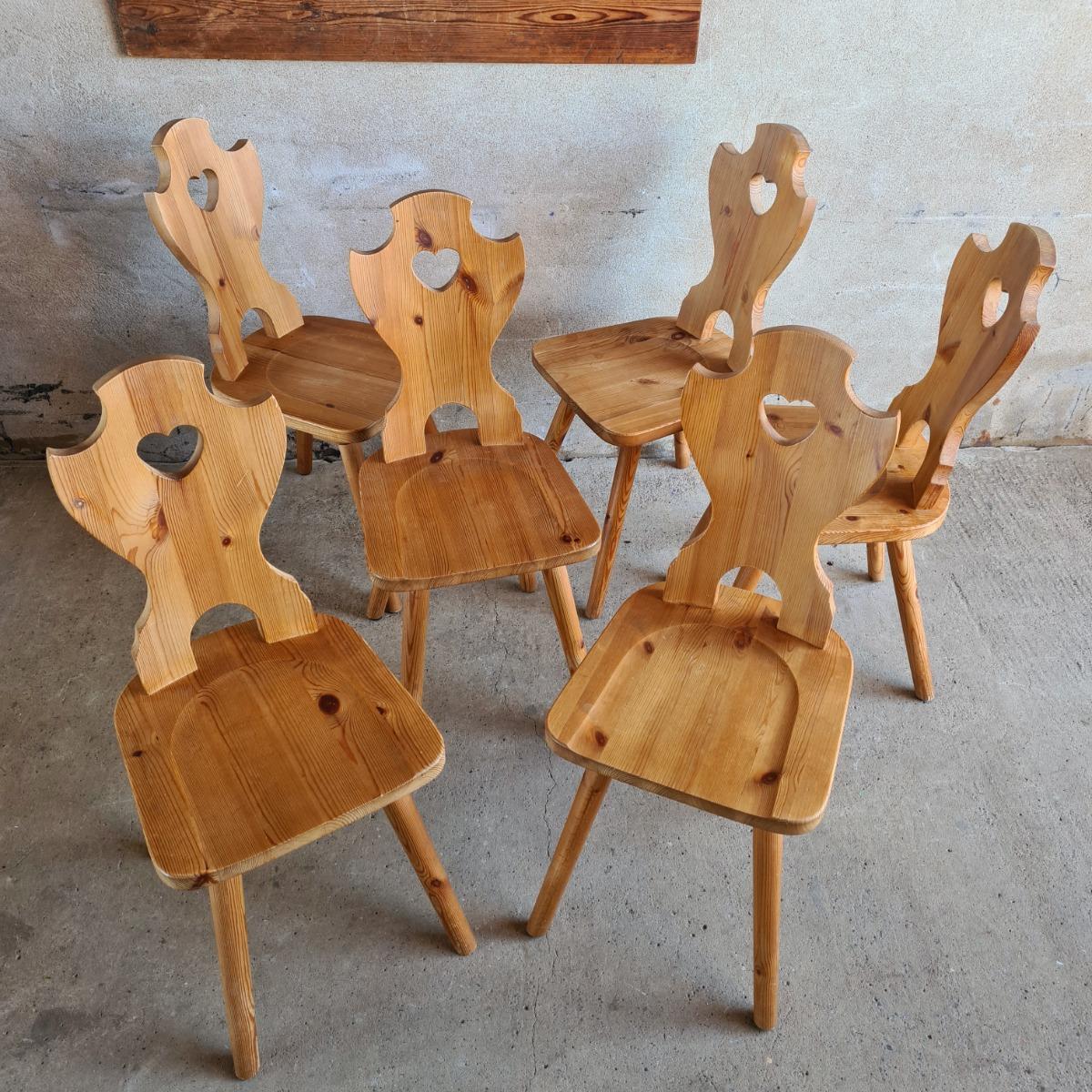 6 heart pine chairs