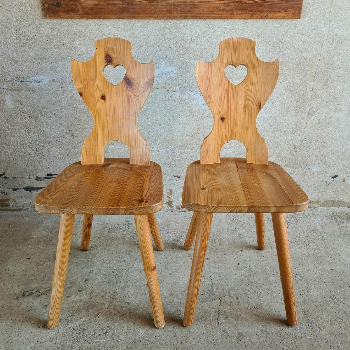 6 heart pine chairs