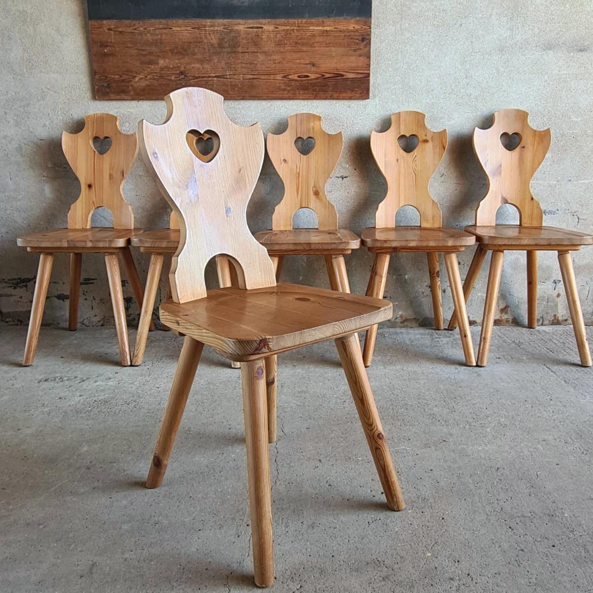 6 heart pine chairs