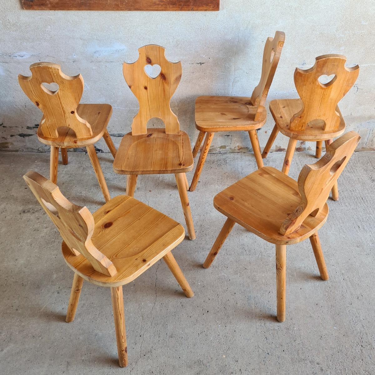 6 heart pine chairs