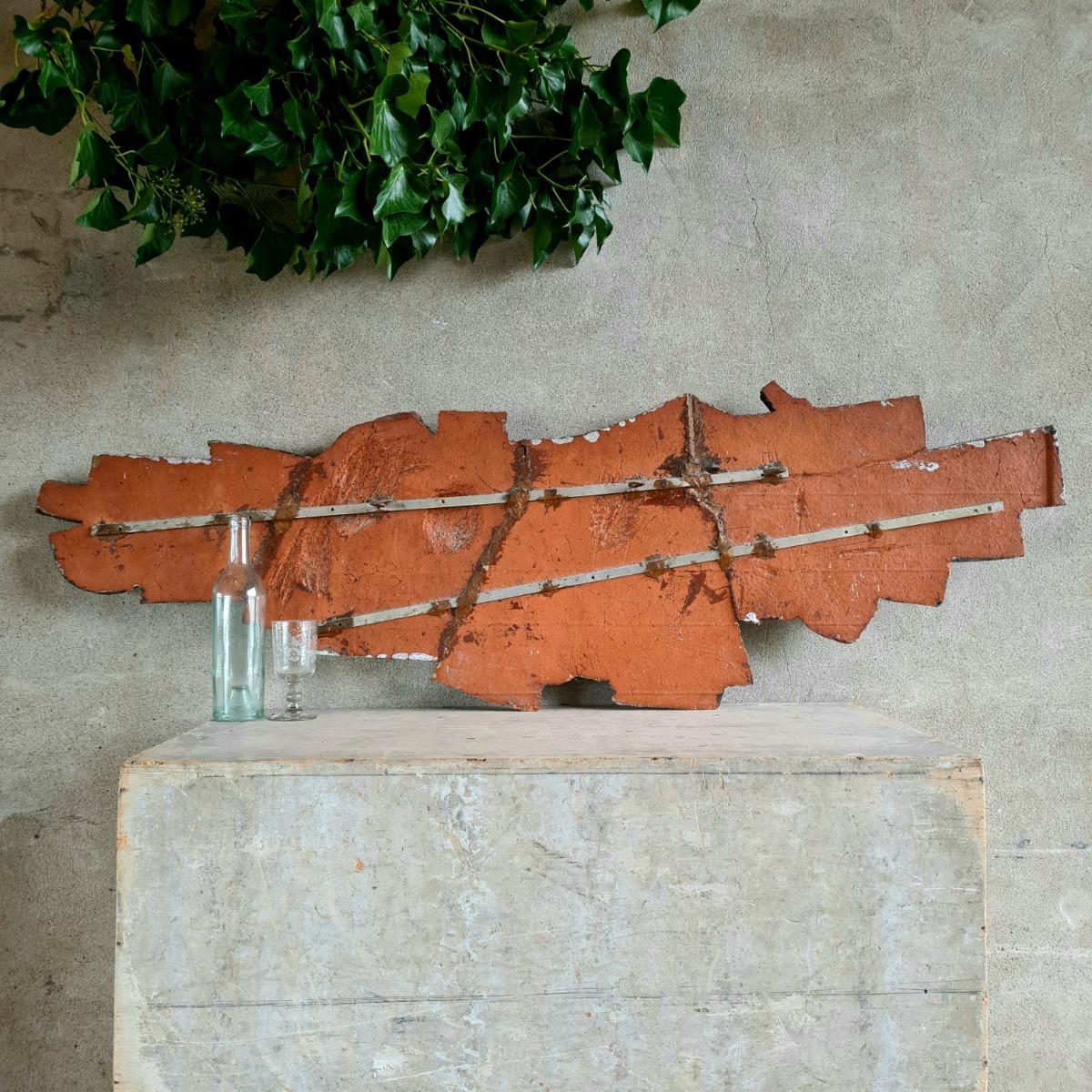 Brutalist terra cotta wall sculpture