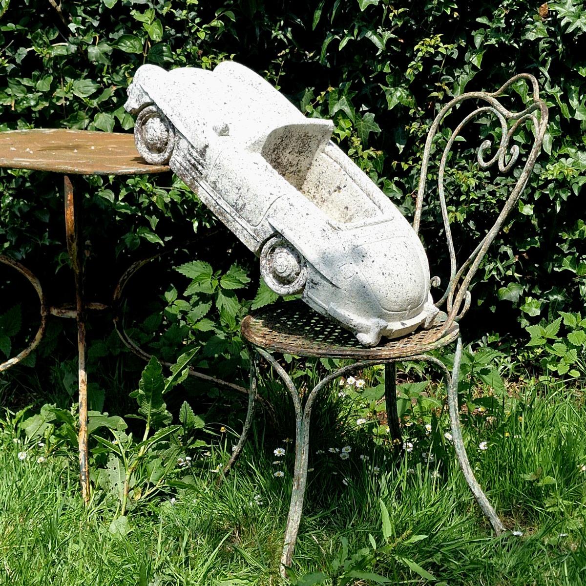 Cast stone car planter
