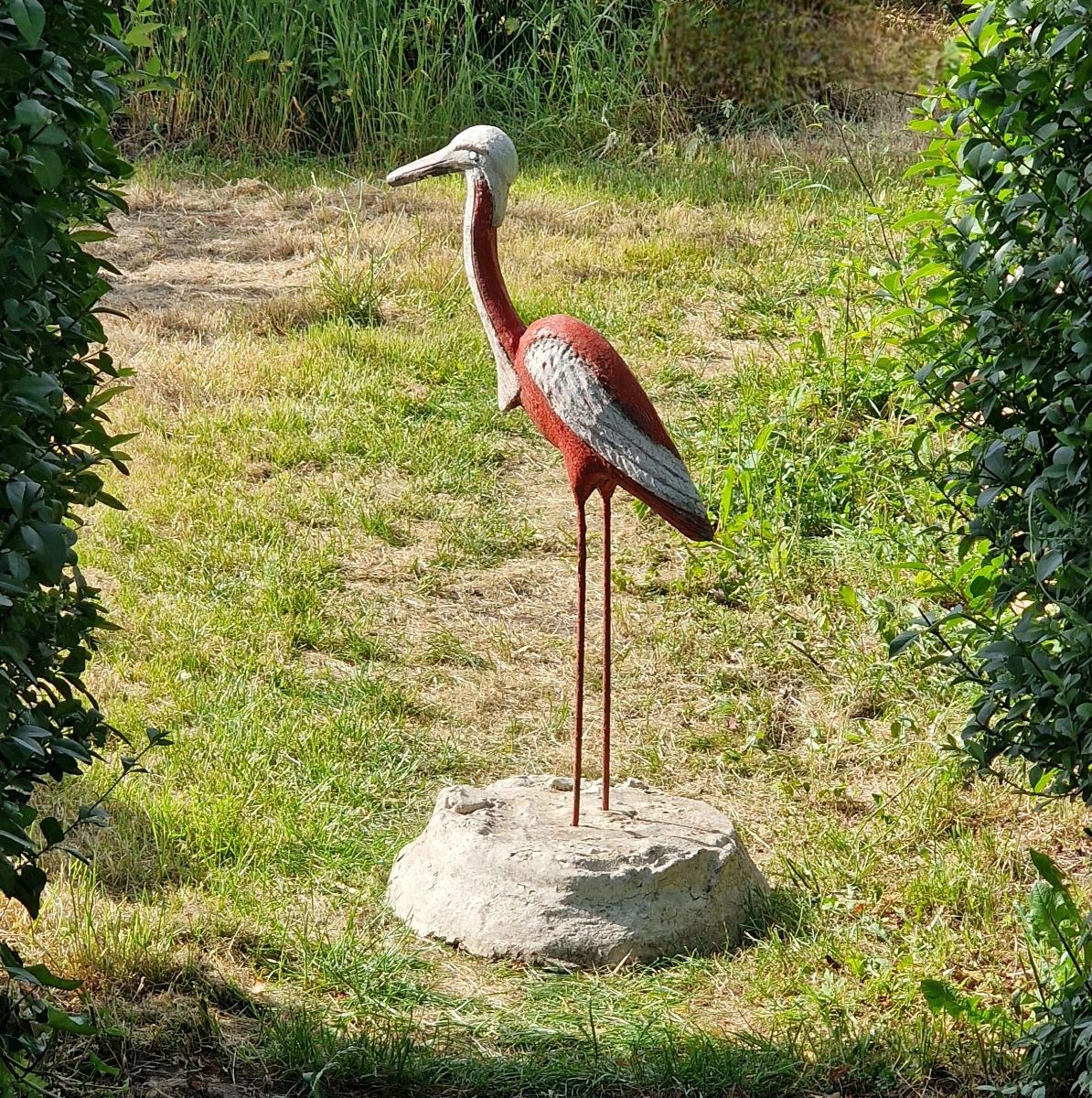 Cast stone heron