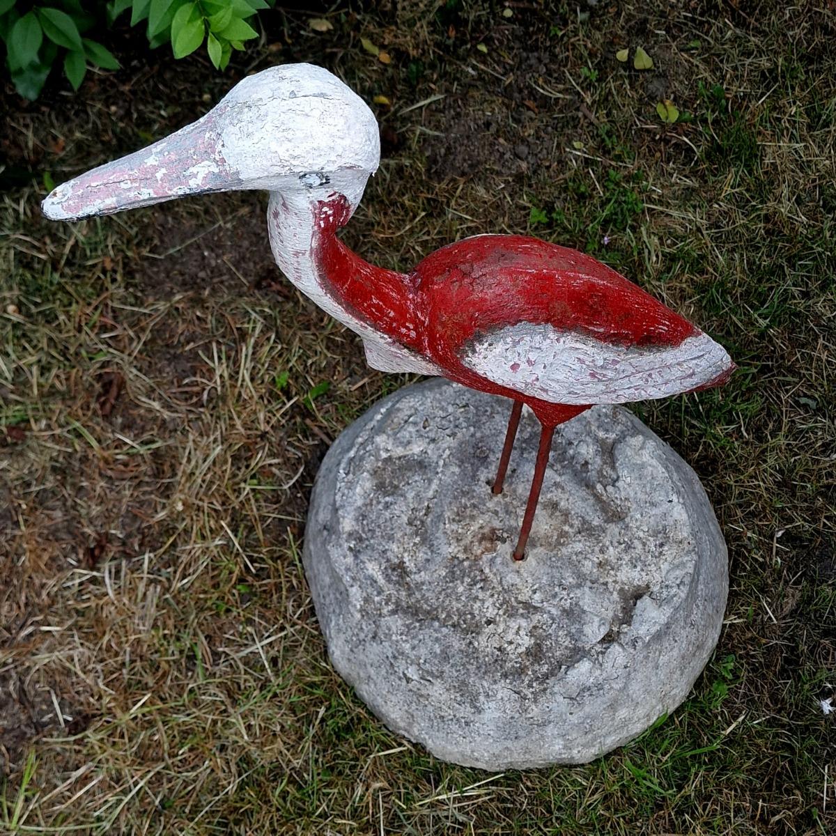Cast stone heron