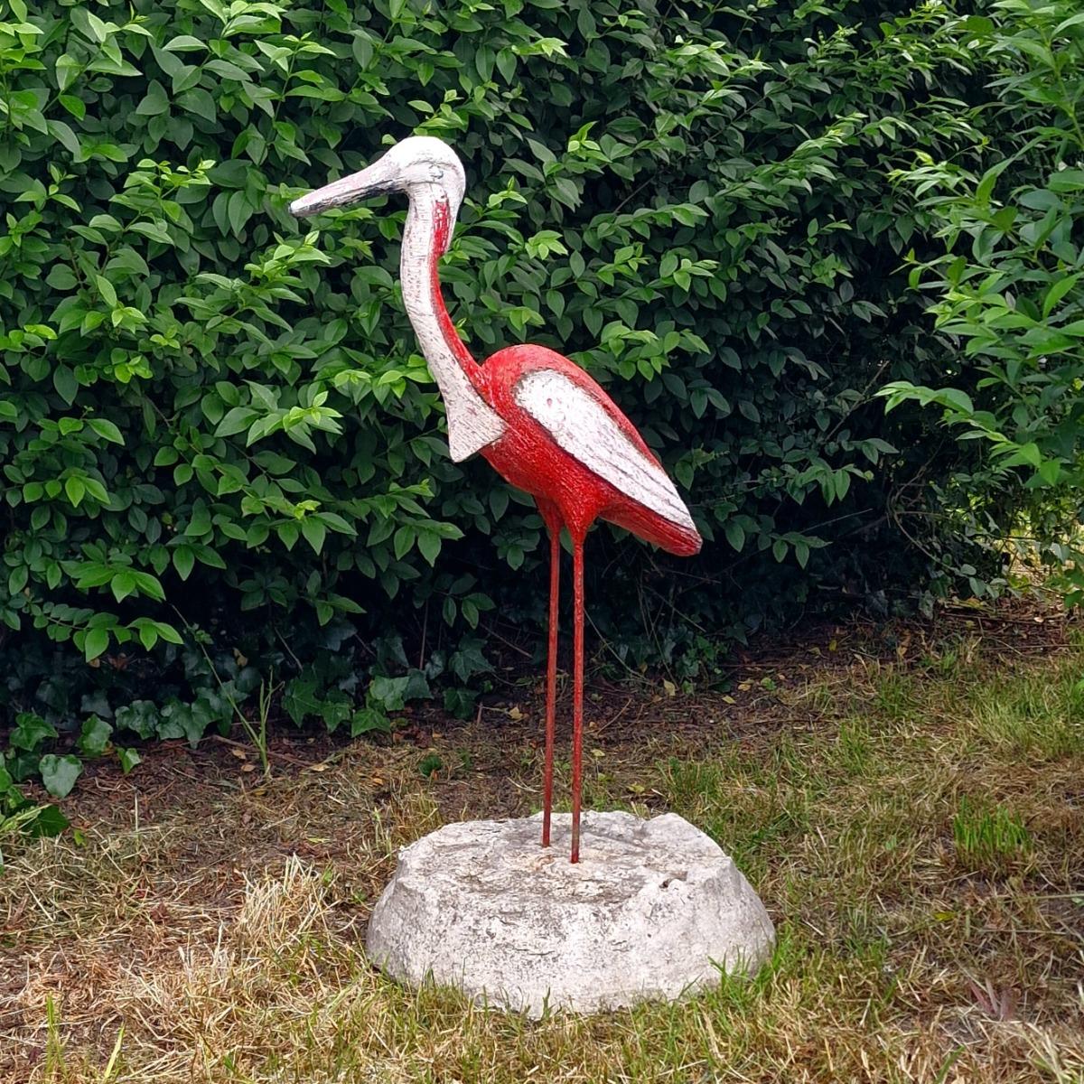 Cast stone heron