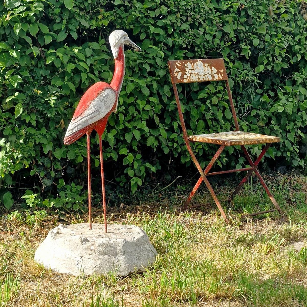 Cast stone heron