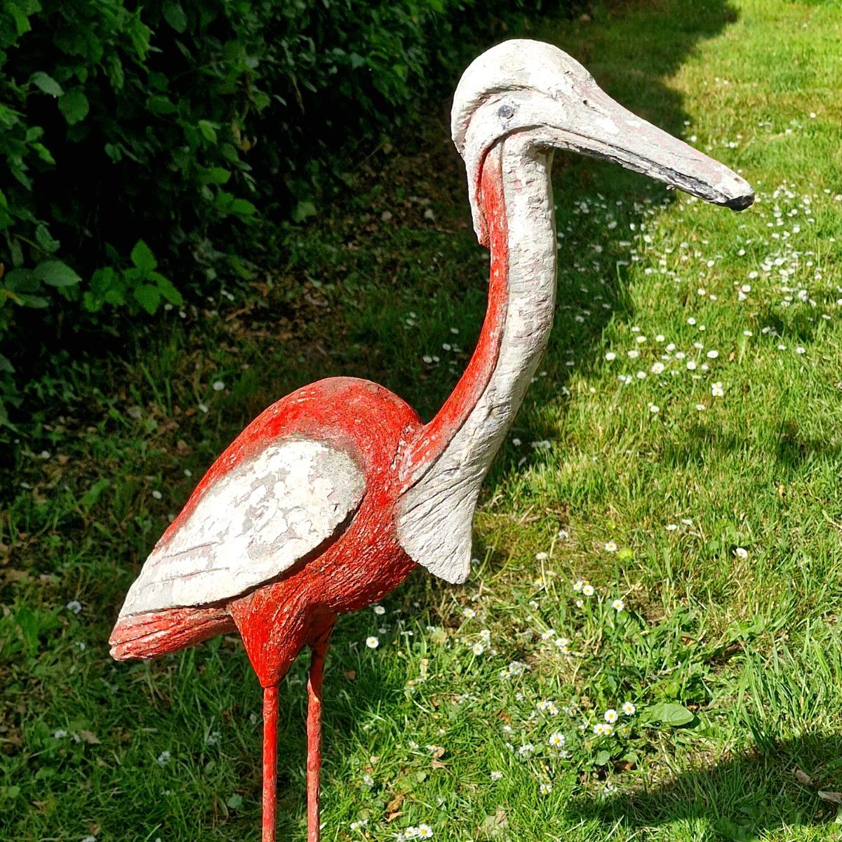 Cast stone heron