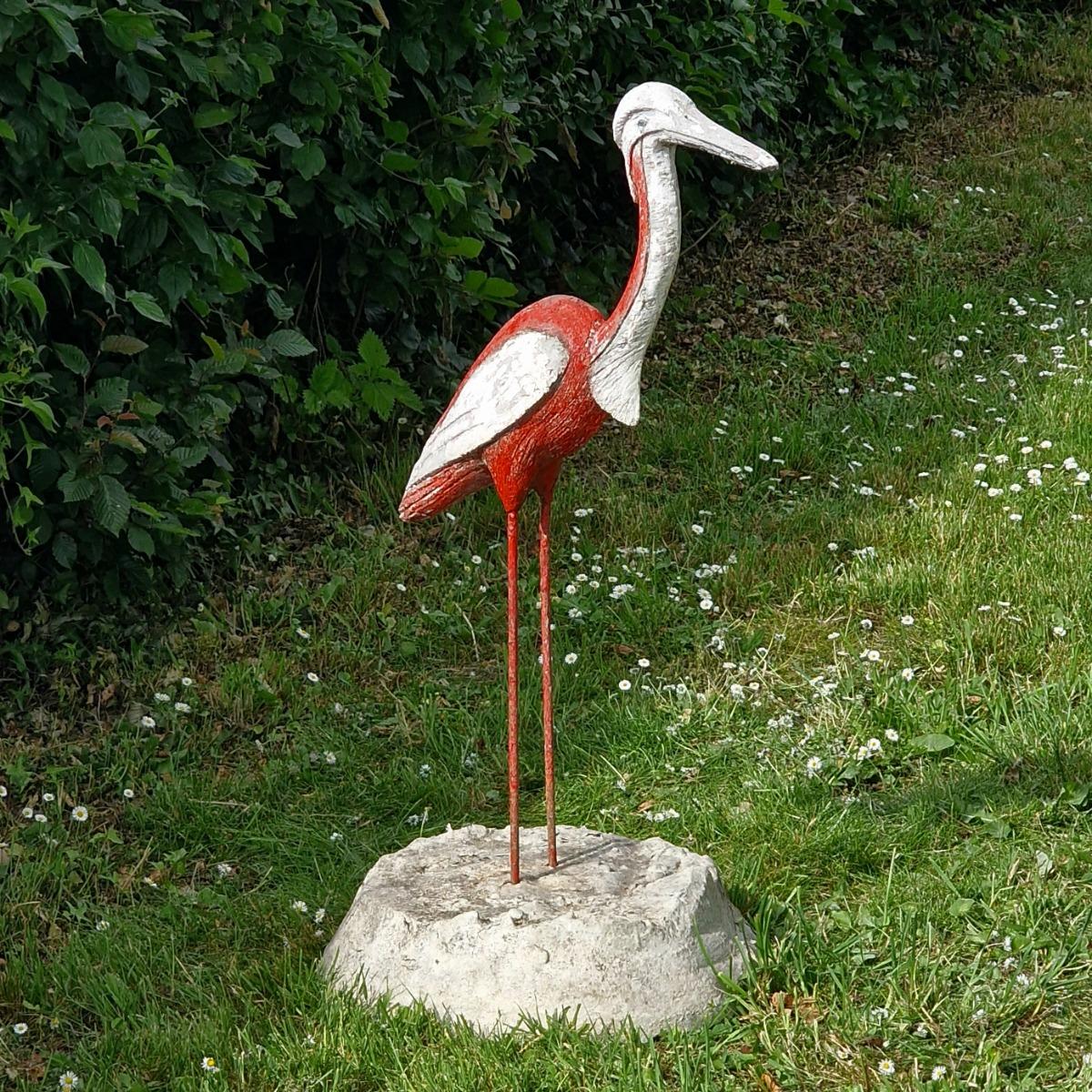 Cast stone heron