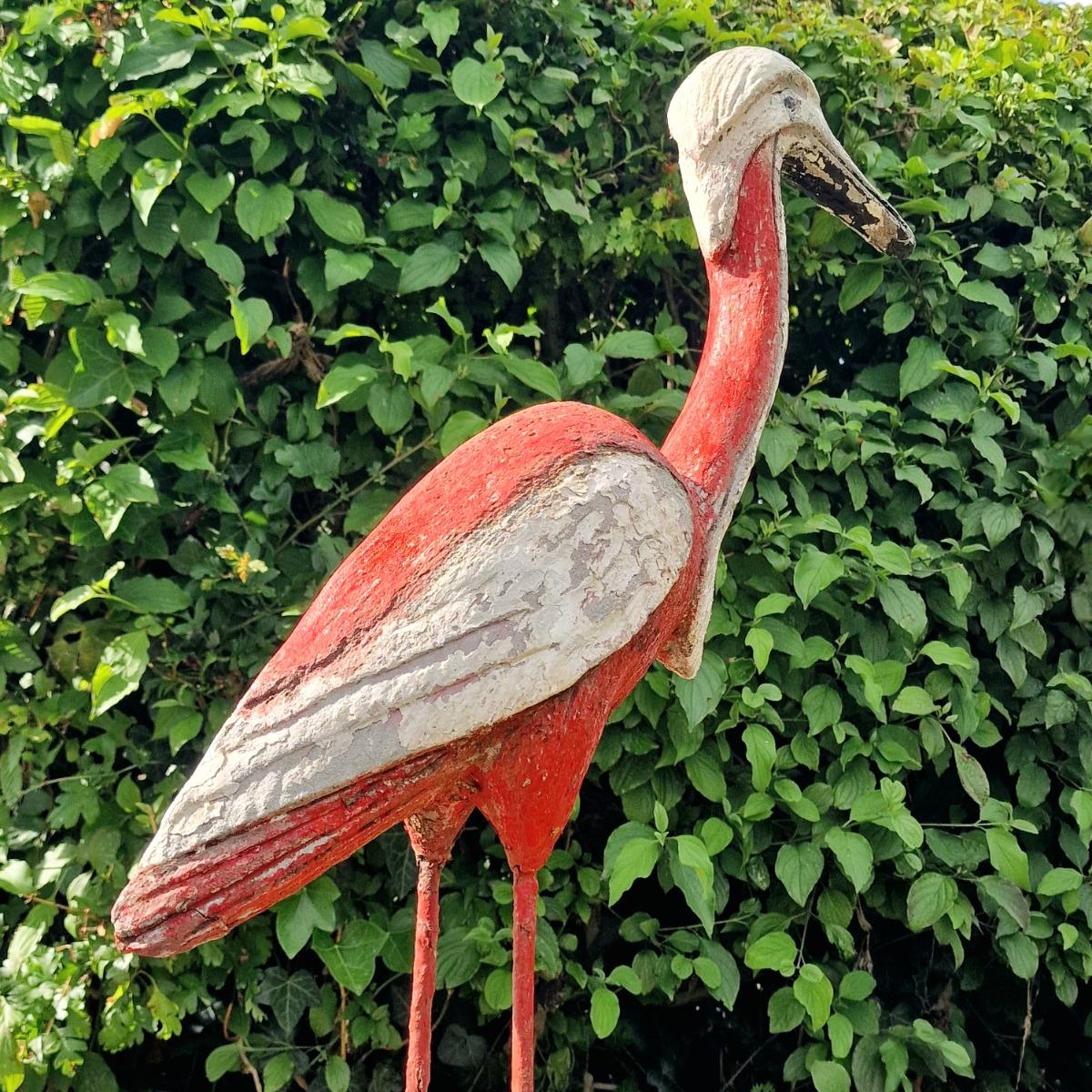 Cast stone heron