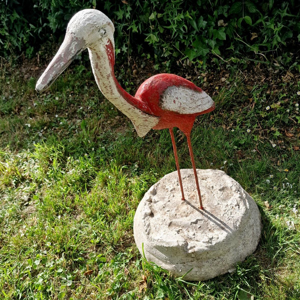 Cast stone heron