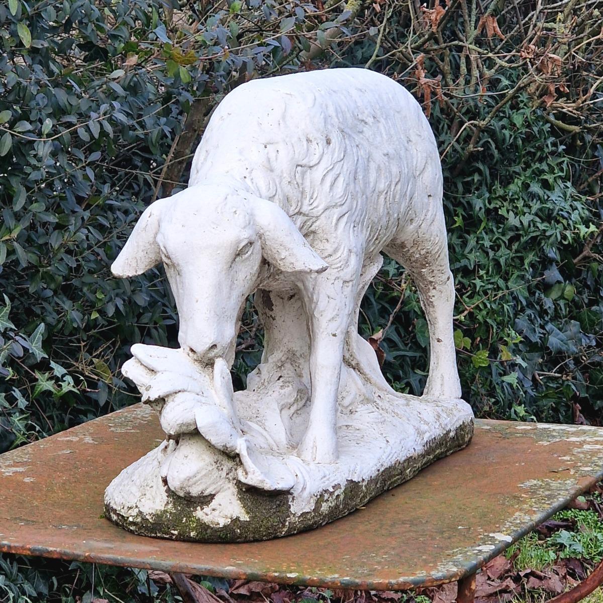 Cast stone sheep