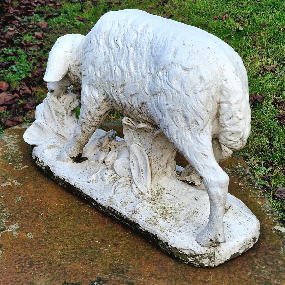 Cast stone sheep