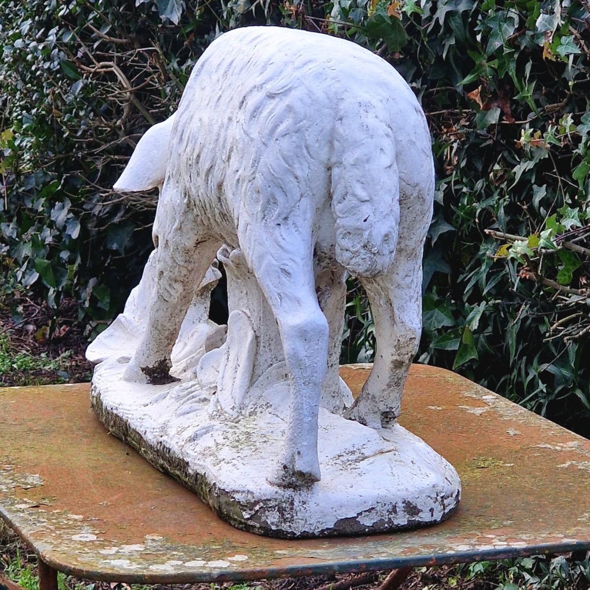 Cast stone sheep