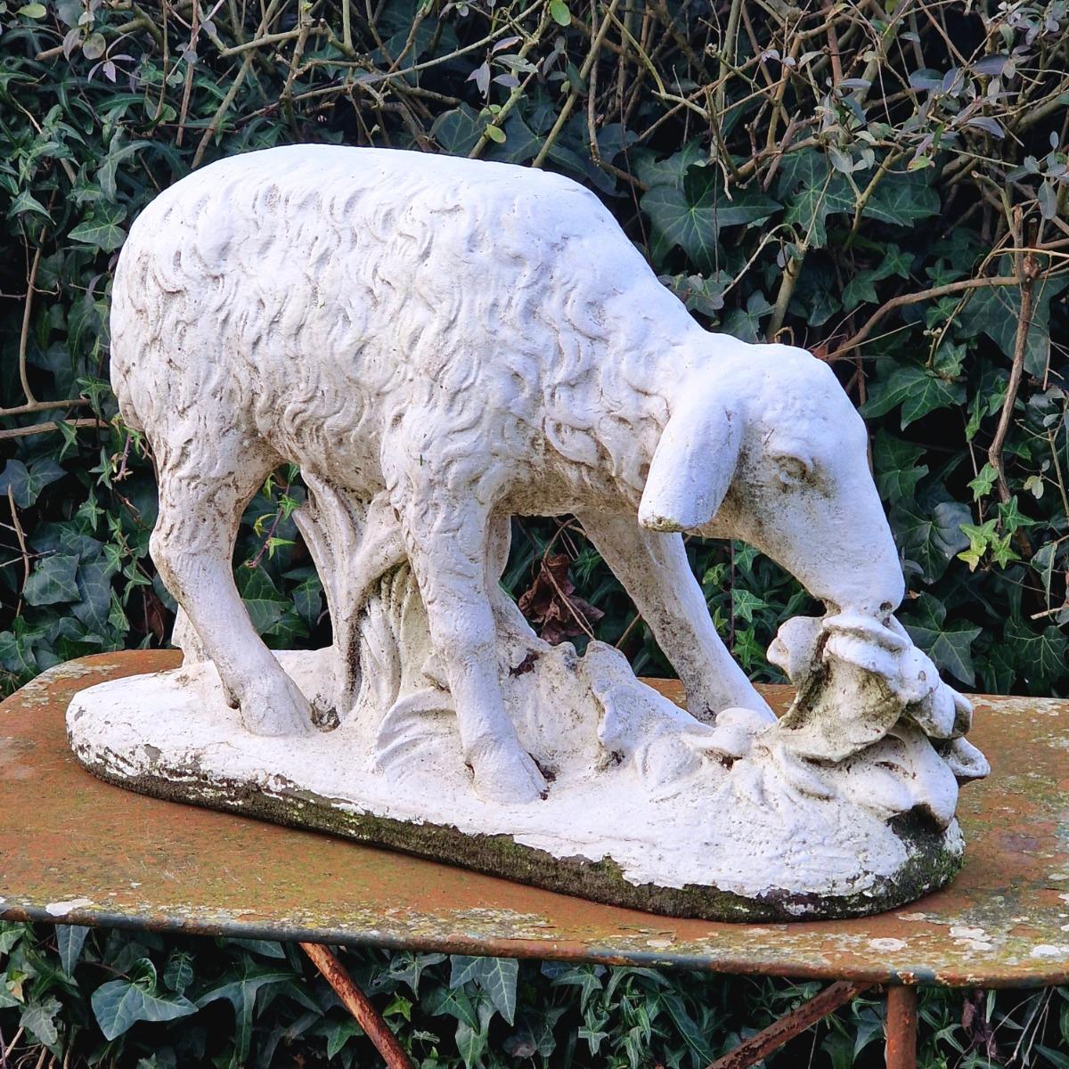 Cast stone sheep