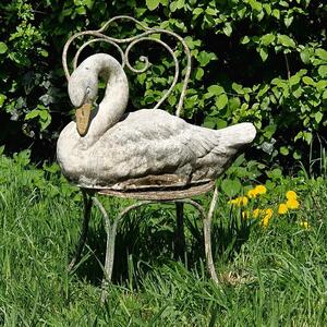 Cast stone swan