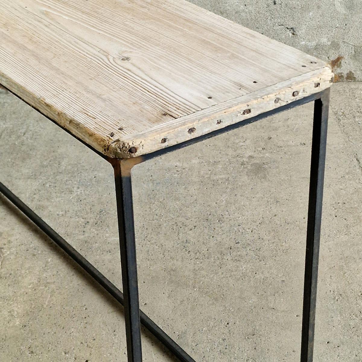 Console table on metal base