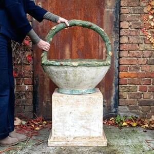 Faux bois basket planter