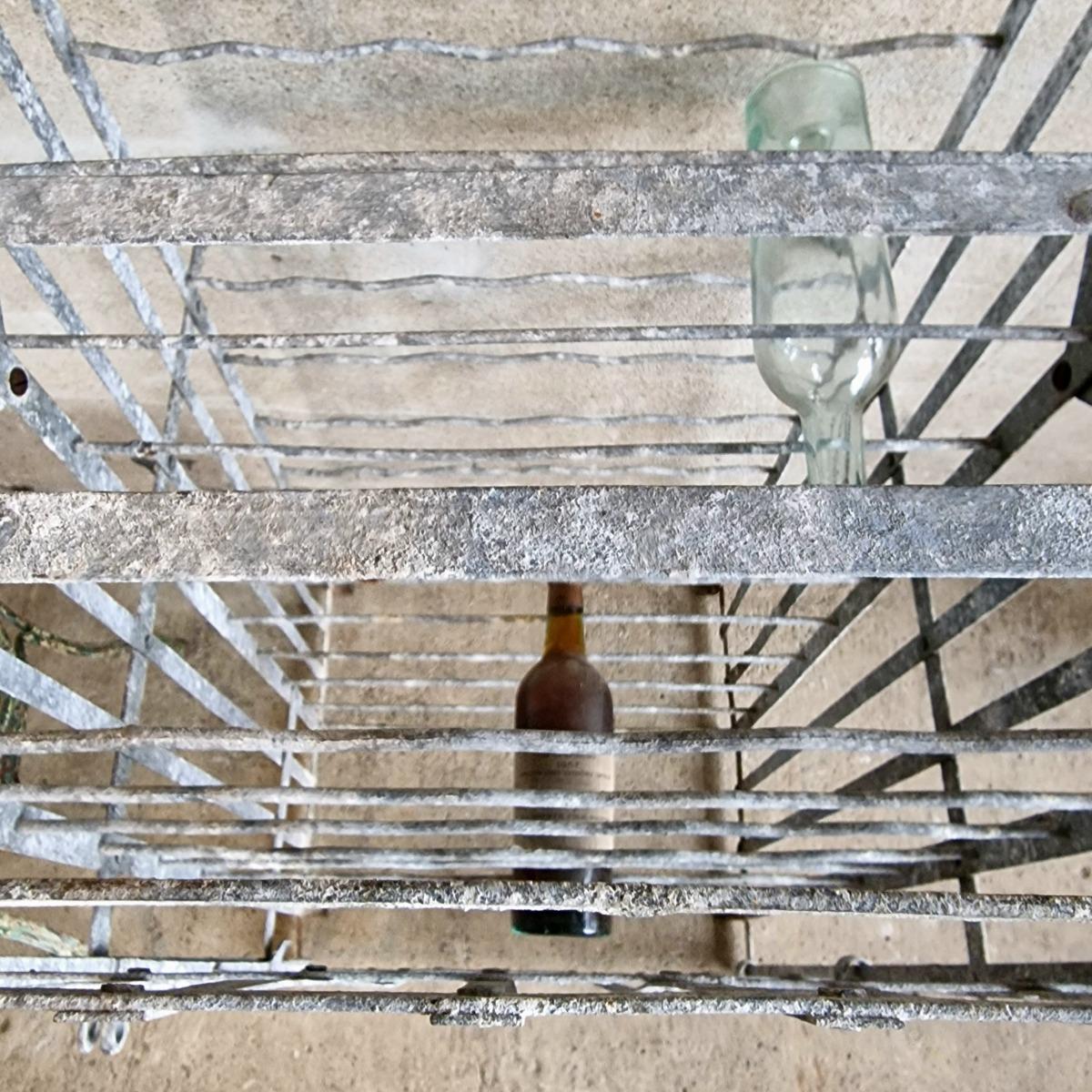 Galvanized wine bottle rack