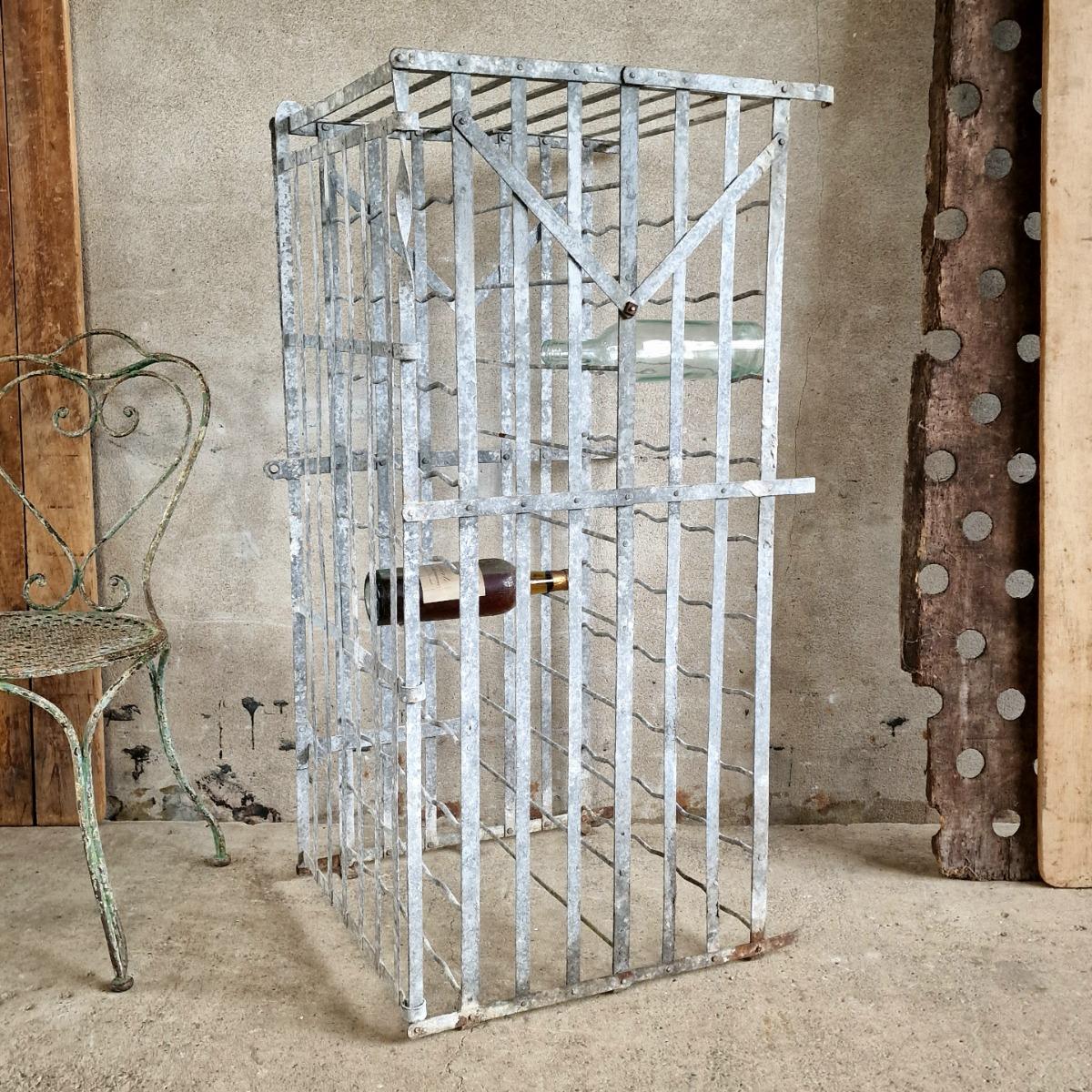 Galvanized wine bottle rack