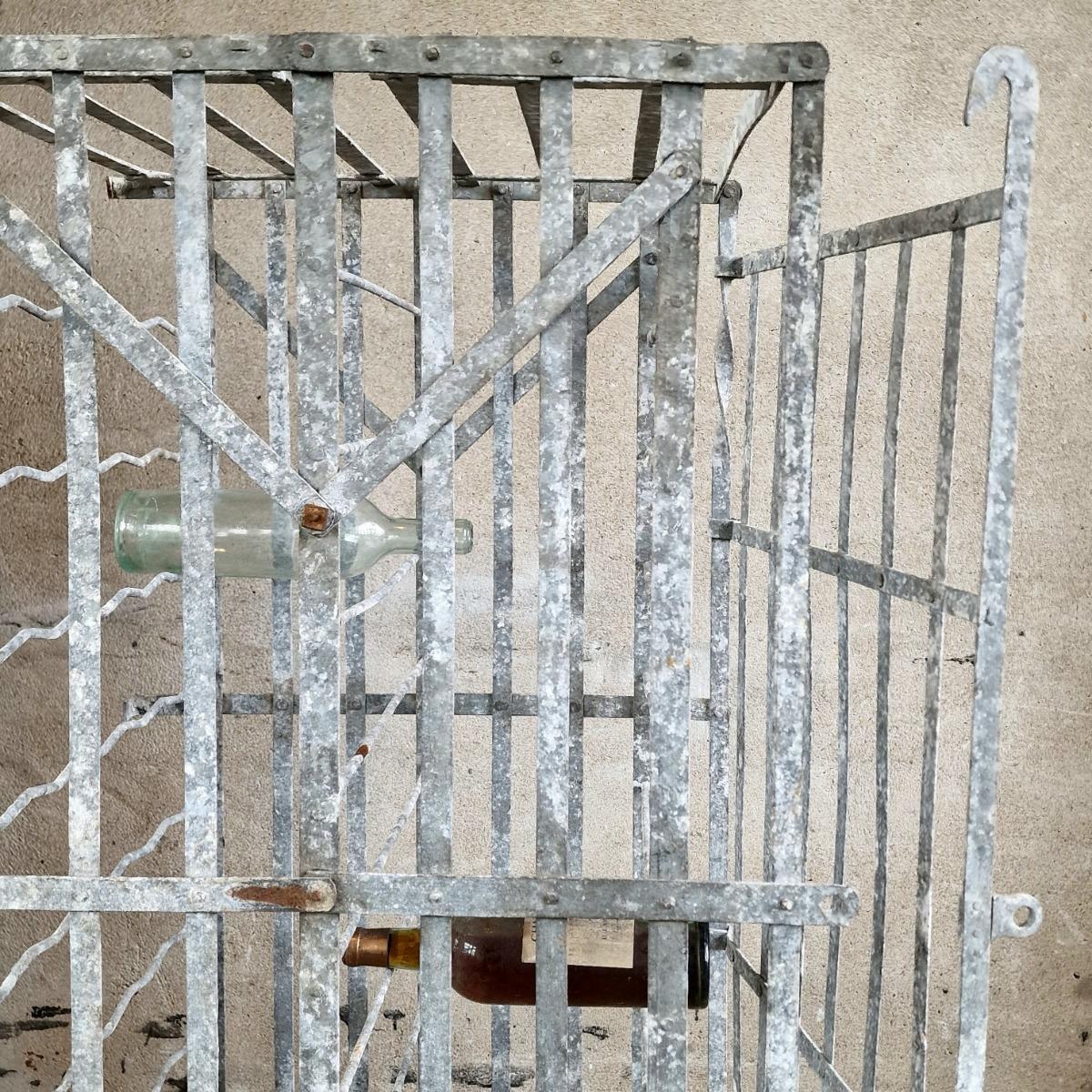 Galvanized wine bottle rack