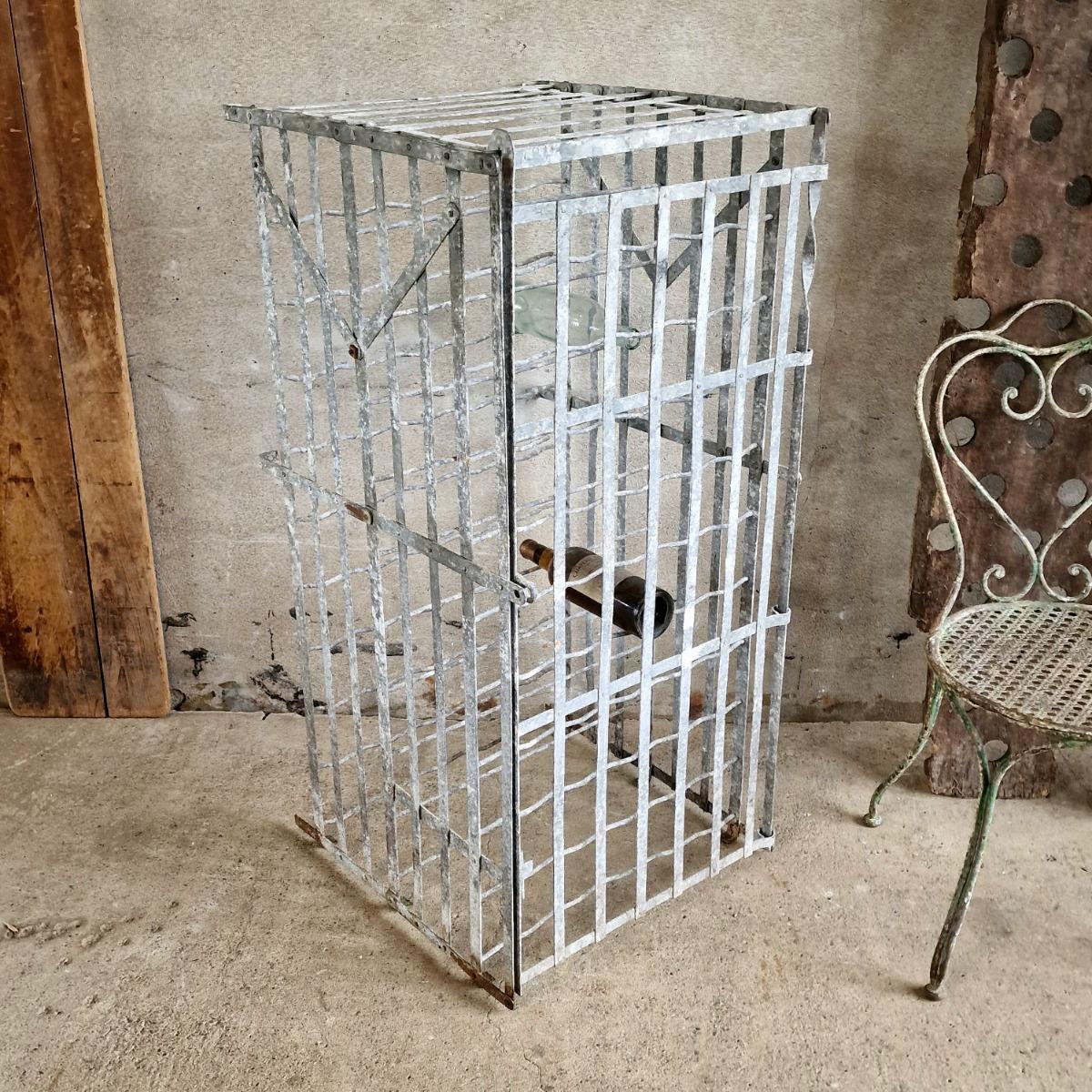 Galvanized wine bottle rack