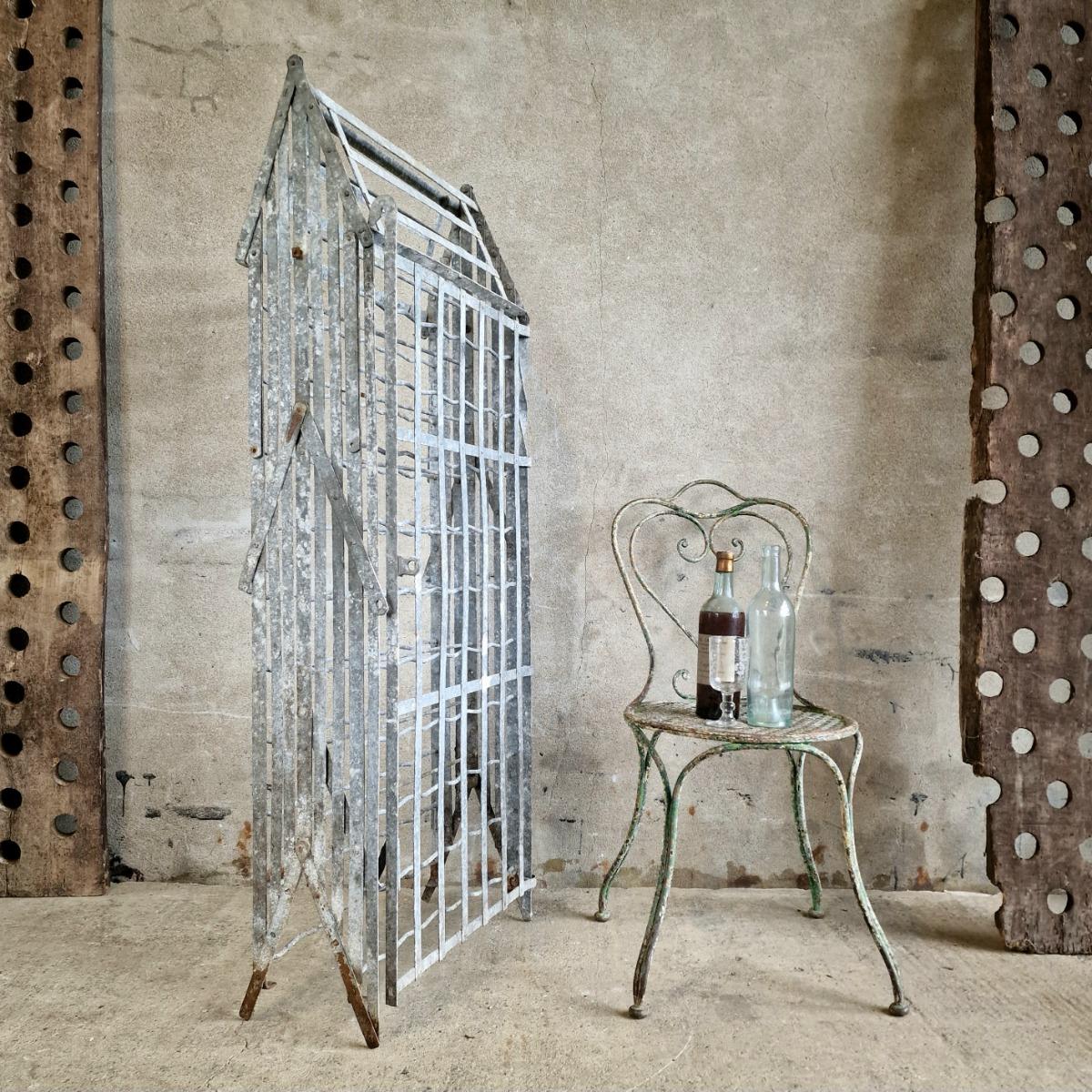 Galvanized wine bottle rack