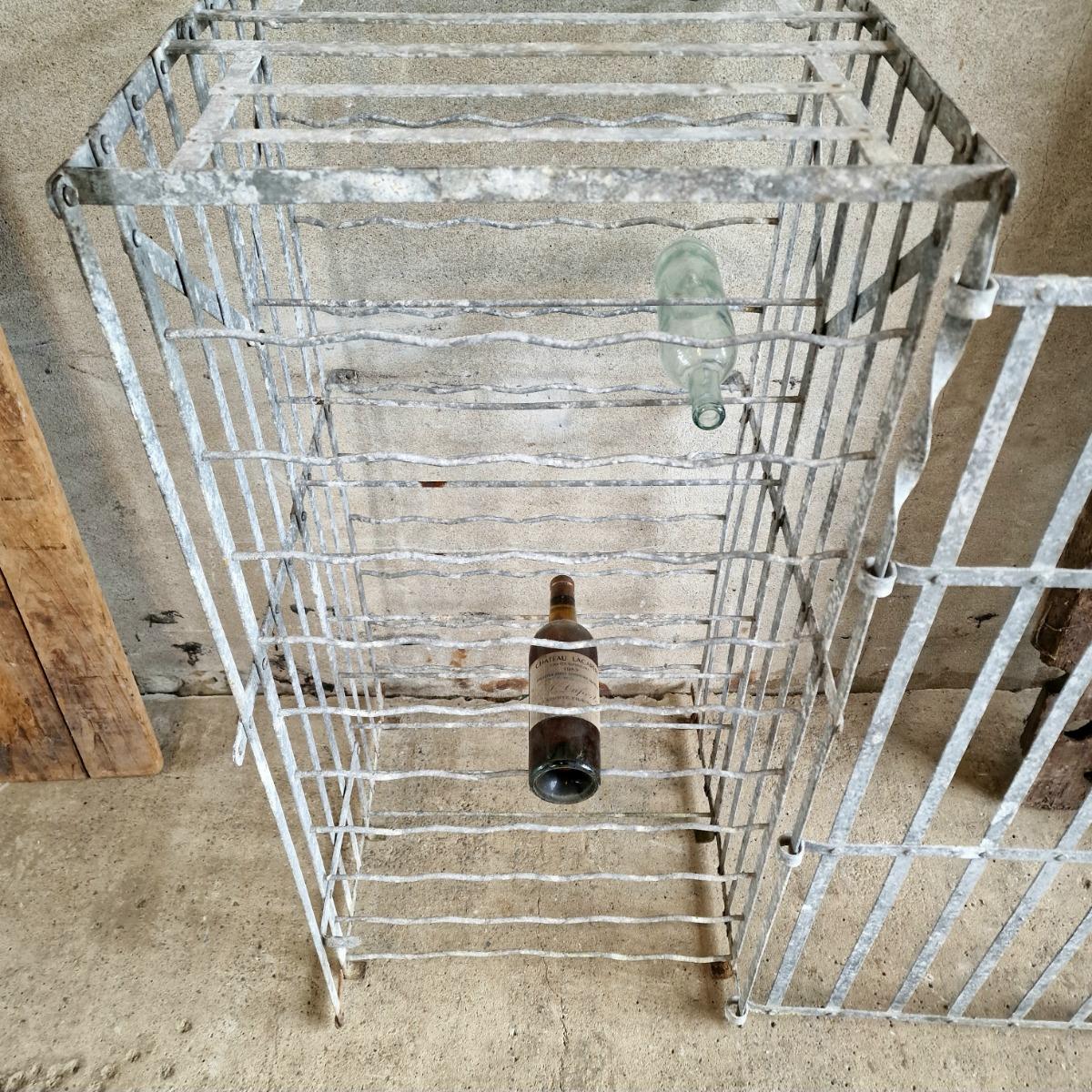 Galvanized wine bottle rack